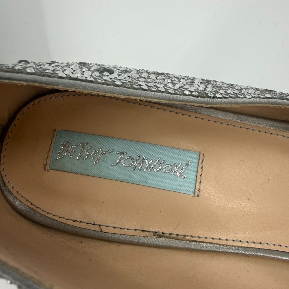 Betsey Johnson Jora Pump Heels Womens Size 11M Silver Rhinestone Pointed Toe - Picture 4 of 8